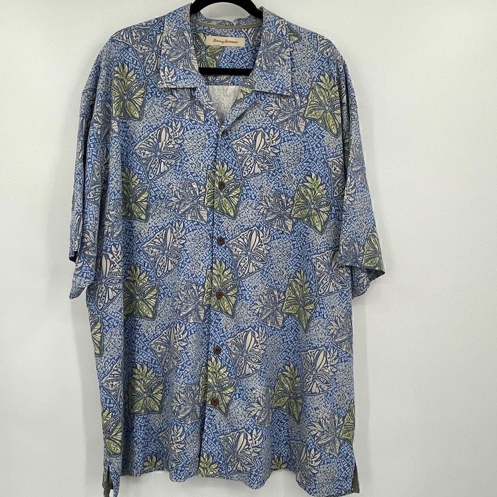 Tommy Bahama Multicolor Floral Hawaiian Silk Short Sleeve Button Up Shirt 2XL